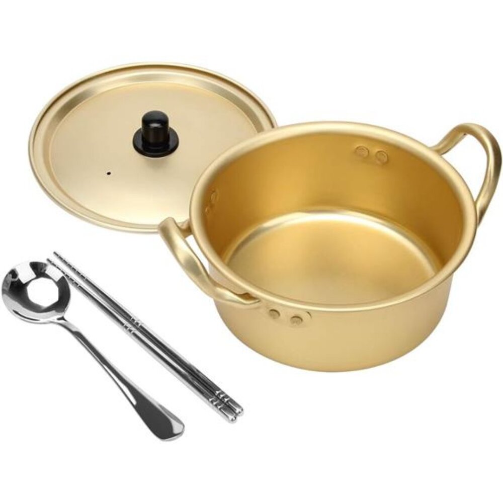 AHIER Ramen Pot, Korean Ramen Cooking Pot With Lid Spoon and Chopsticks